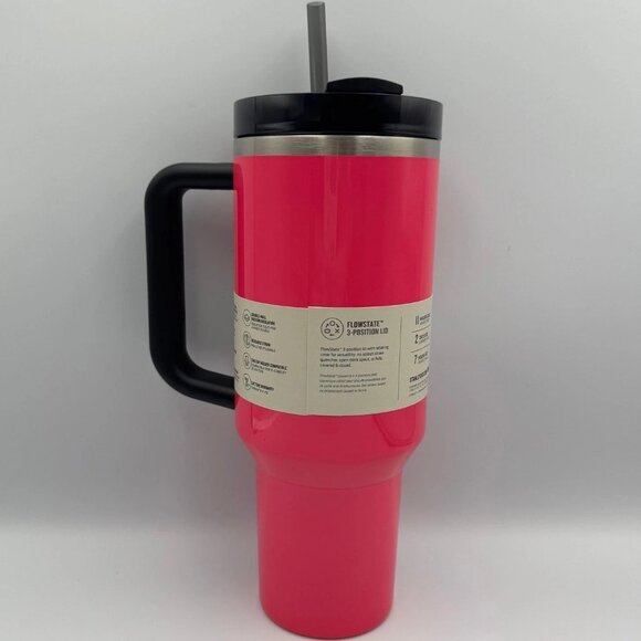 Stanley FlowState Quencher H2.0 Tumbler 40oz Electric Pink Brand New - Picture 2 of 4